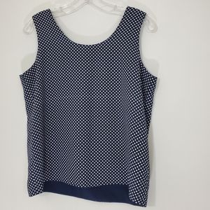 Impressions Reversible Tank Top, Navy with Polka dots and solid Navy, Si…